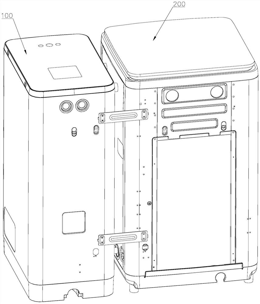 Filtration structure of a flocculation module and washing machine