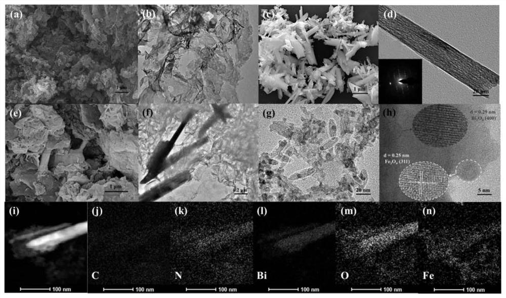 Preparation method and application of Fe3O4 quantum dot modified Bi2O4/g-C3N4 composite photocatalyst