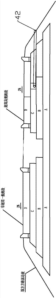 Splicing structure and construction method of new and old pavement in super high section of expressway extension project