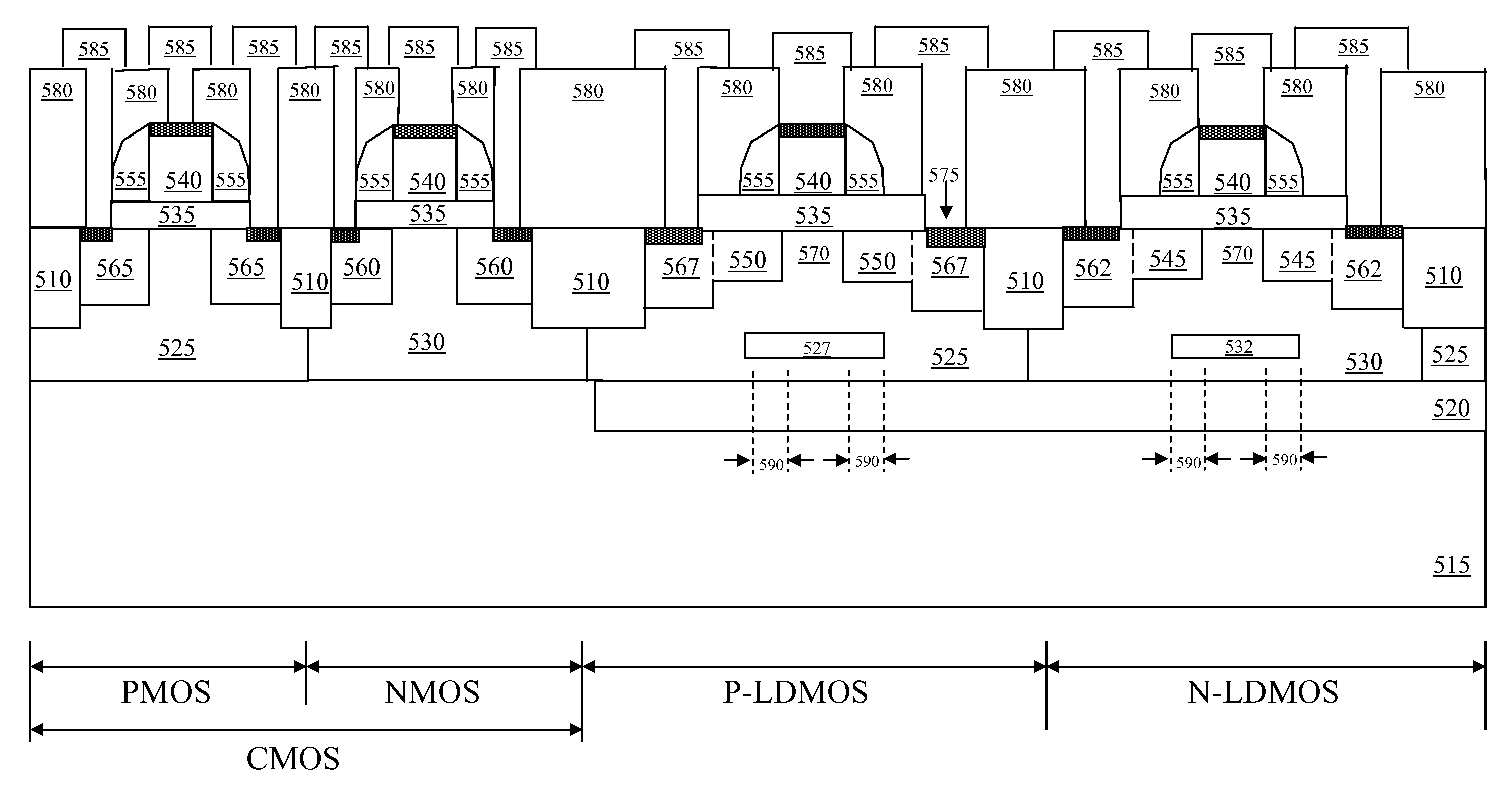 Integrated Circuit with a Laterally Diffused Metal Oxide Semiconductor Device and Method of Forming the Same