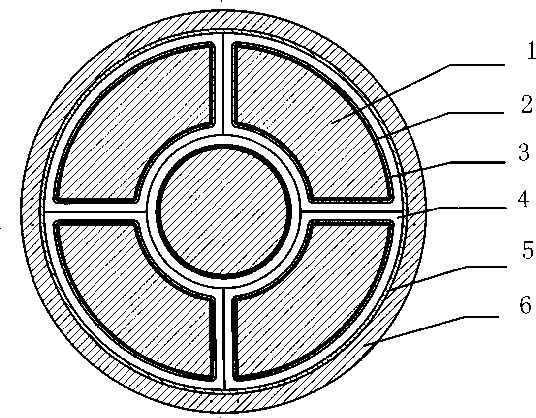 Copper coated aluminum five-core flame-retardant refractory flexible electric cable and manufacturing method thereof