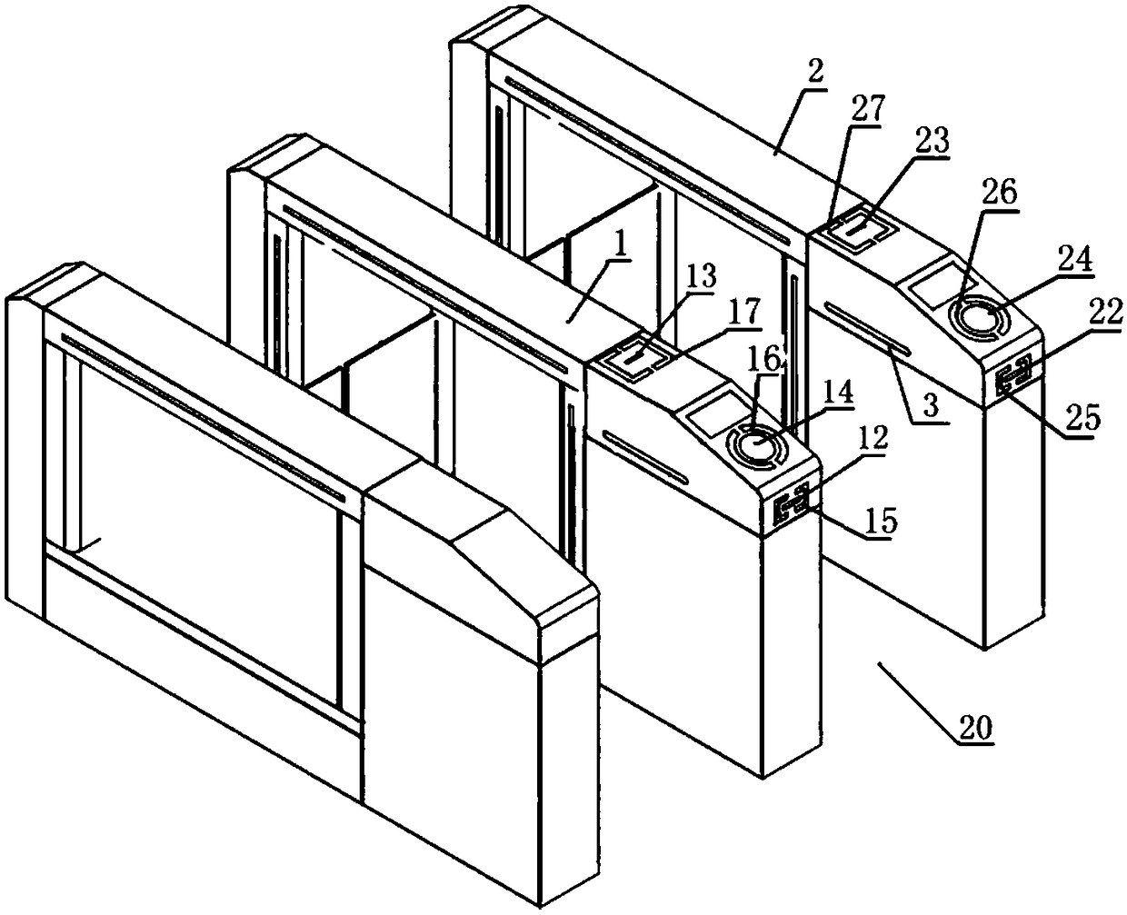 Channel management equipment for passing through left and right ticket checks and a method for passing through left and right ticket checks