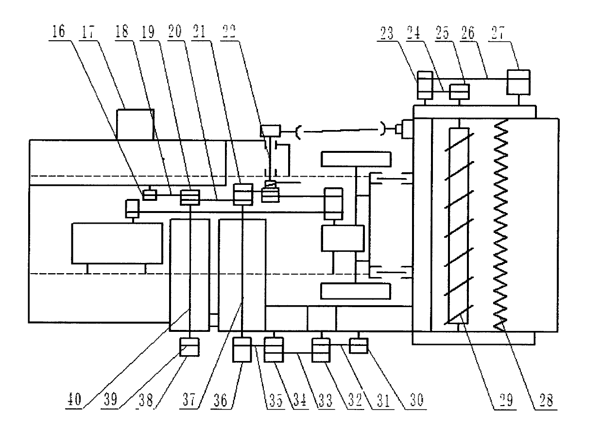 Wheat combine-harvester with laterally arranged drive conveying groove