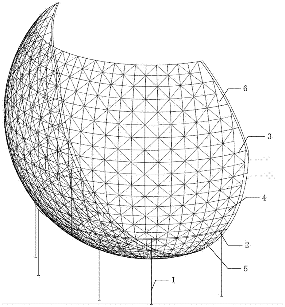 Large spherical screen mounting system and construction method thereof