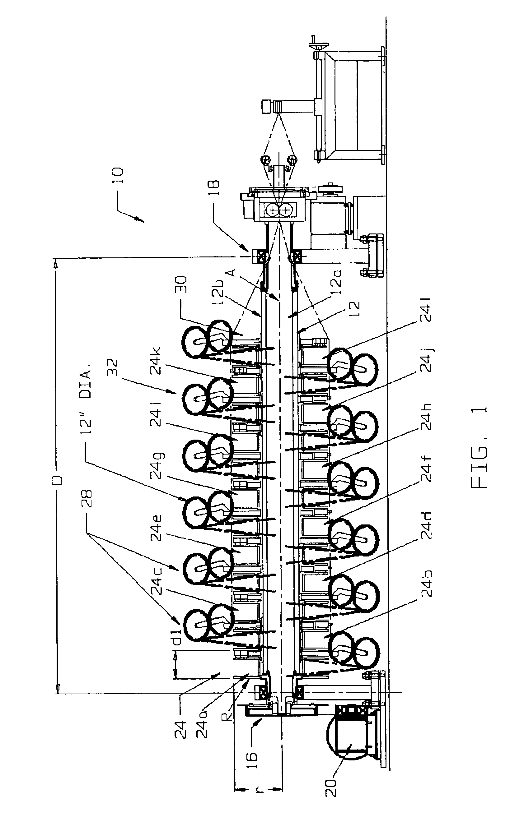 Compact universal concentric strander with take-off sheaves mounted on strander shaft