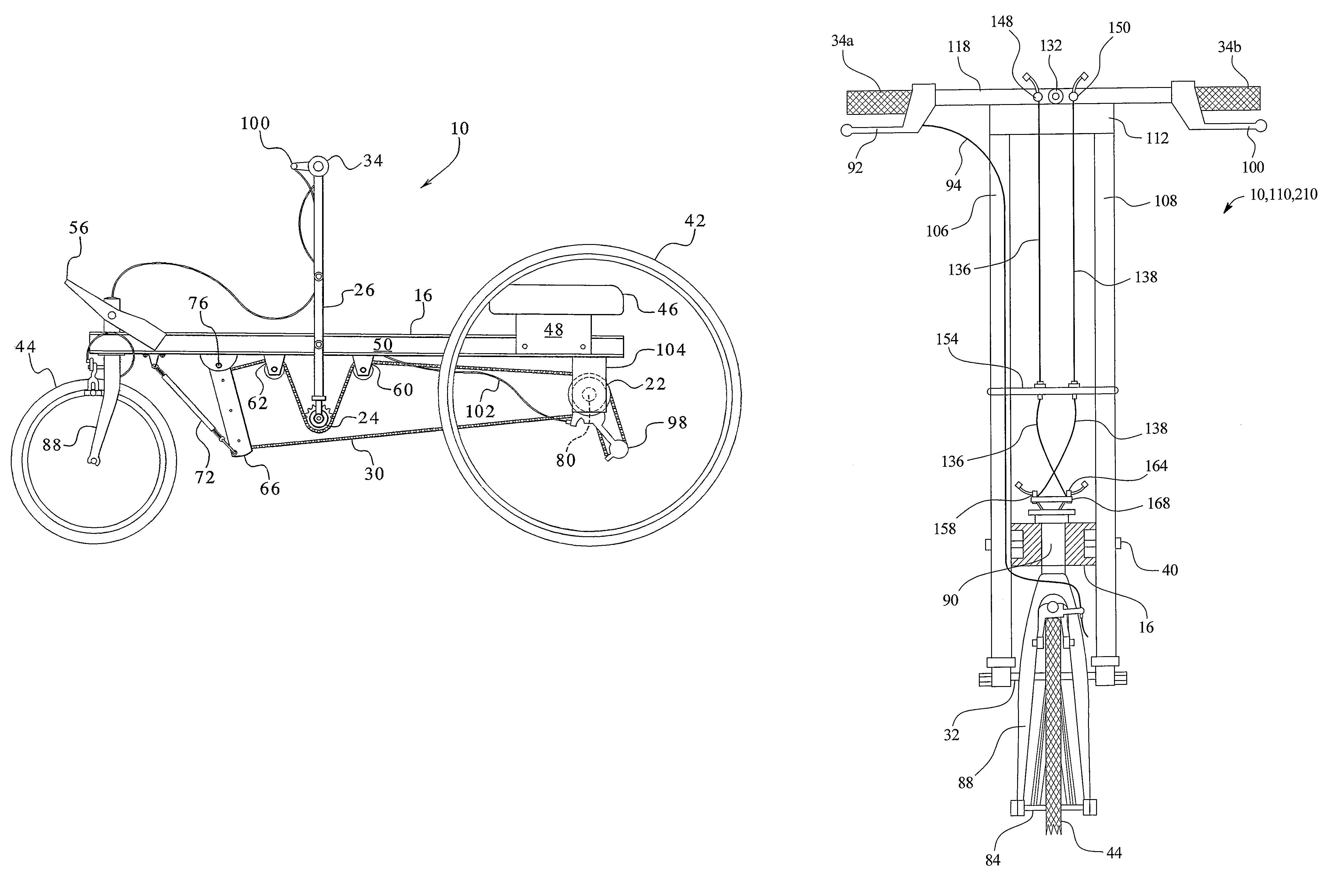 Steering mechanism and method for a manually powered vehicle