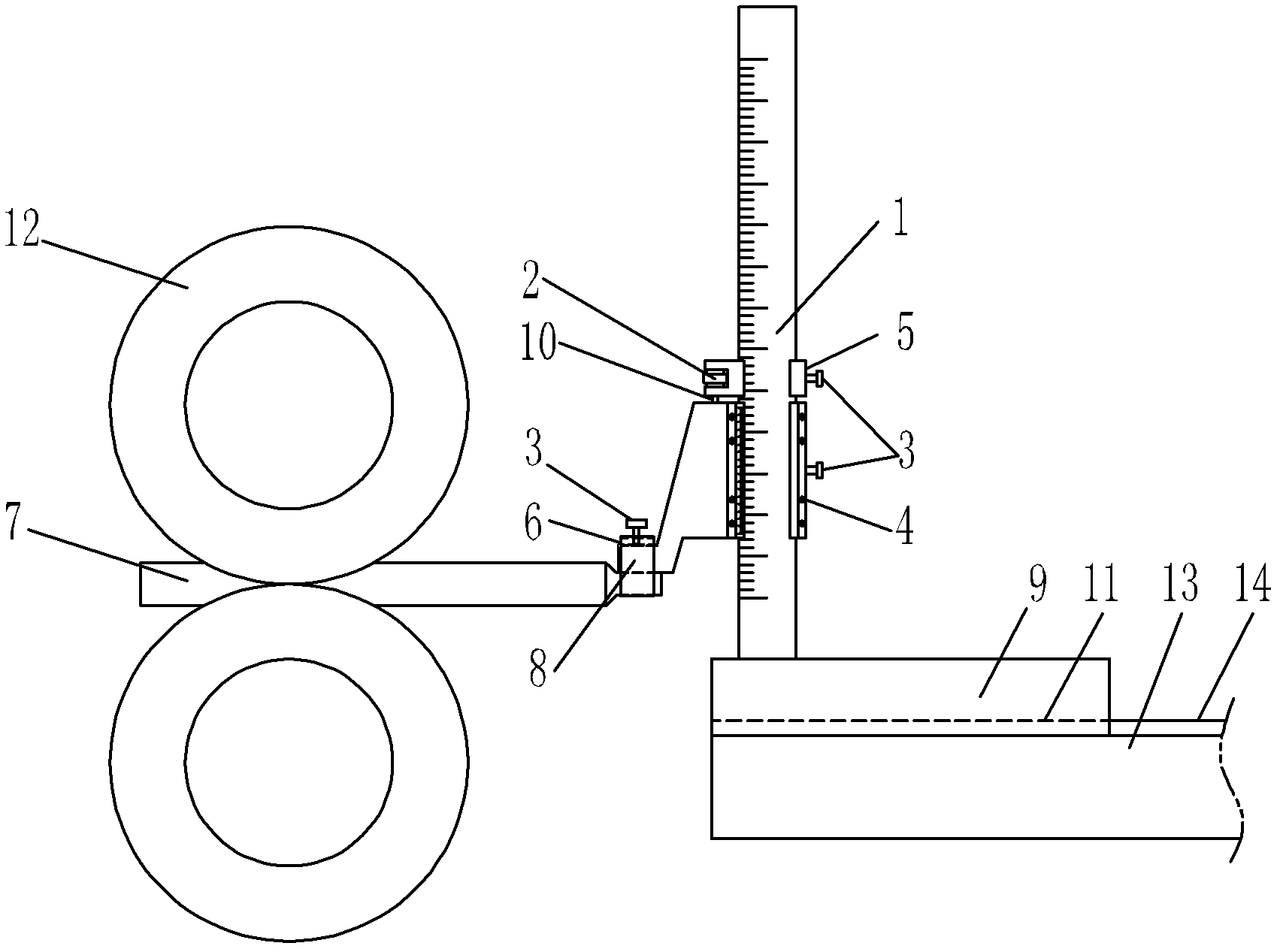 Level measuring apparatus and method for guide plate beam of high-speed wire mill