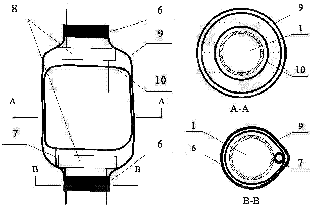 Inside-hole water shutoff device used in detection of wall rock damage range in upward hole by means of sonic approach