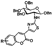 Thiazole derivative containing aminoglucose and coumarin and preparation method and uses thereof