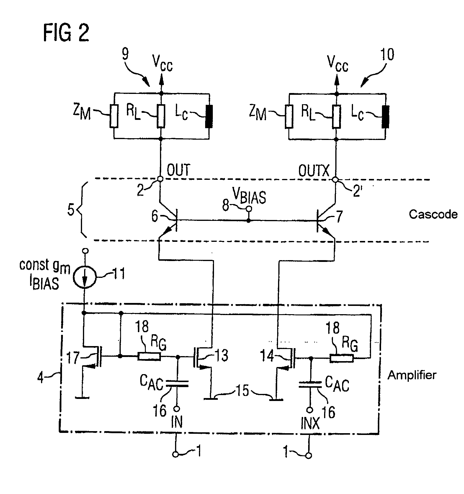 Amplifying circuit with adjustable amplification and transmitter system comprising such an amplifying circuit