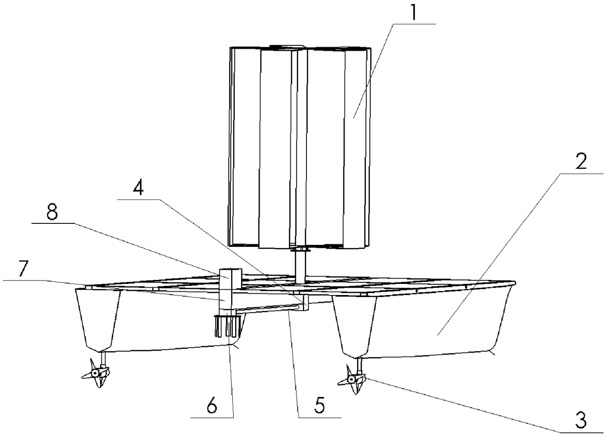 Wind driven straight-wing propeller remote control unmanned ship