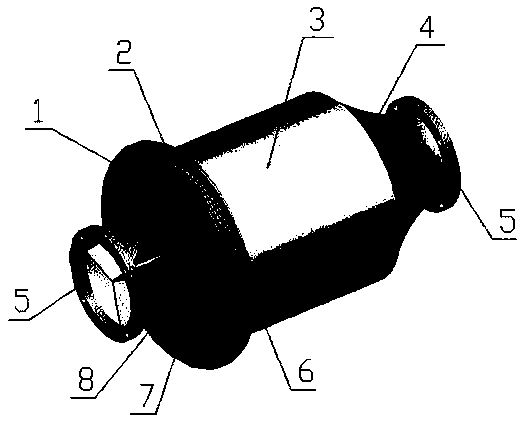 A Catalytic Converter for Engines with a Novel Expansion Tube Flow Guide and Sepiolite Support