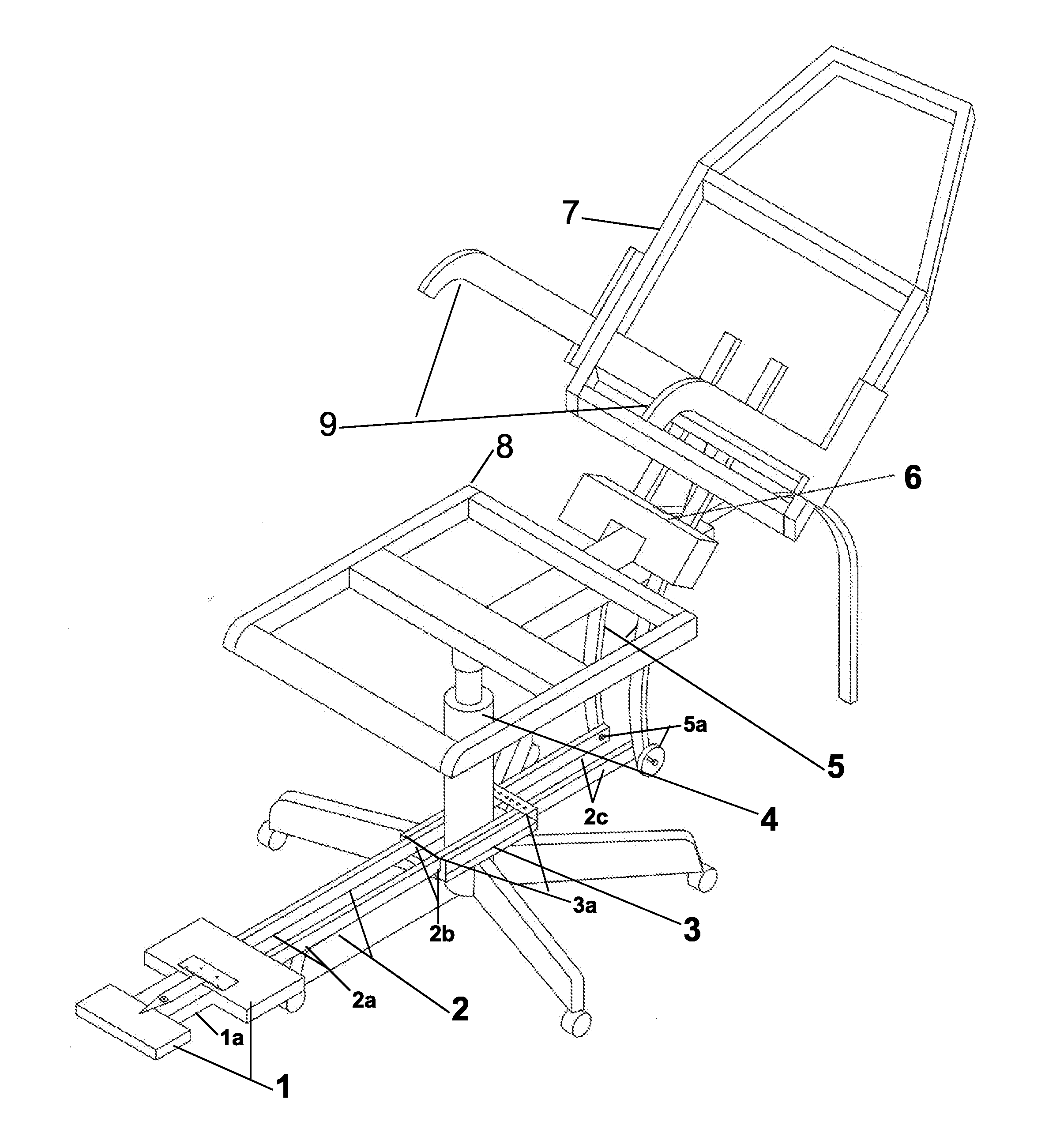 Adaptor for converting conventional office chair into a multifunctional office/fitness chair