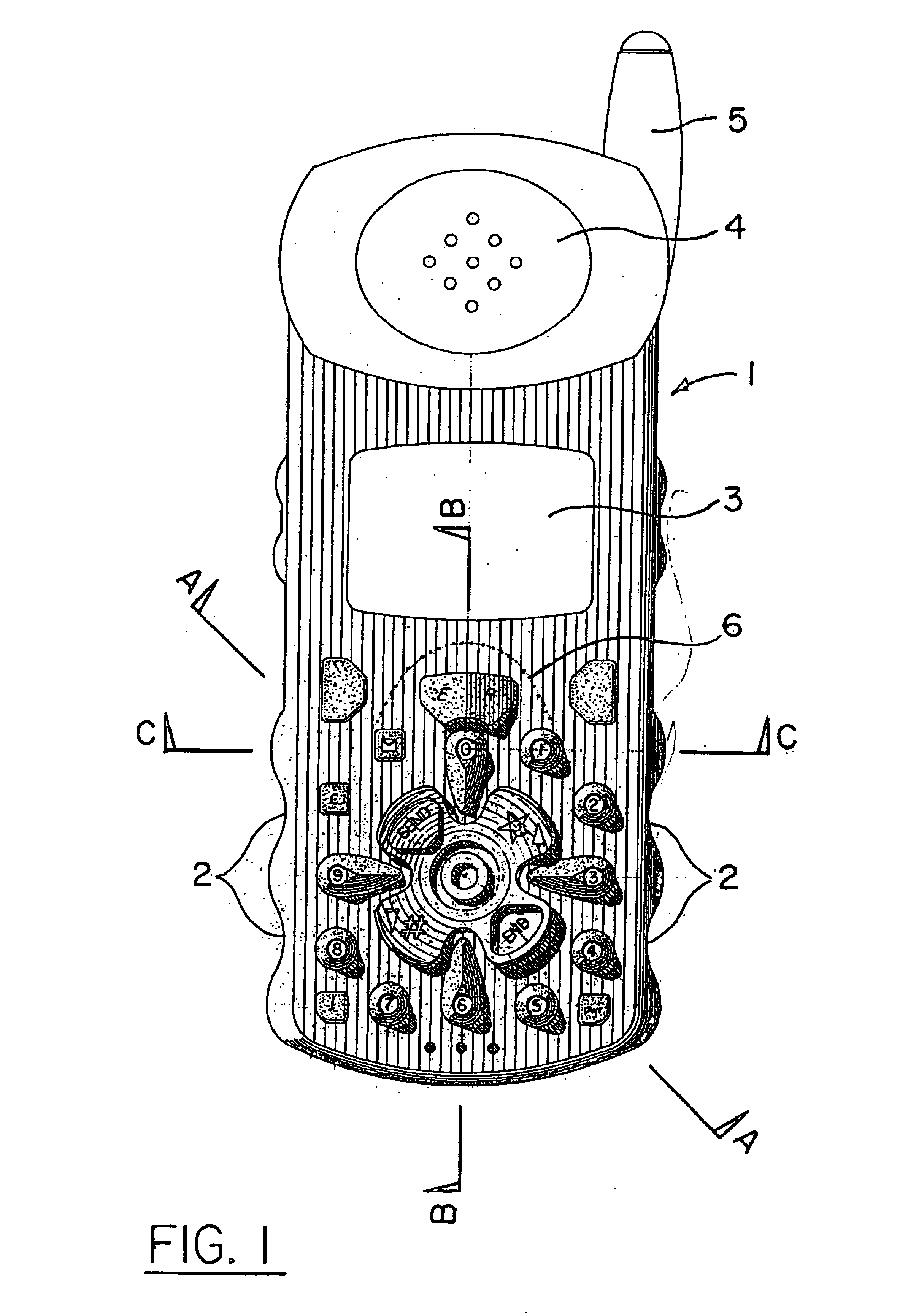 Telephone handset with thumb-operated tactile keypad