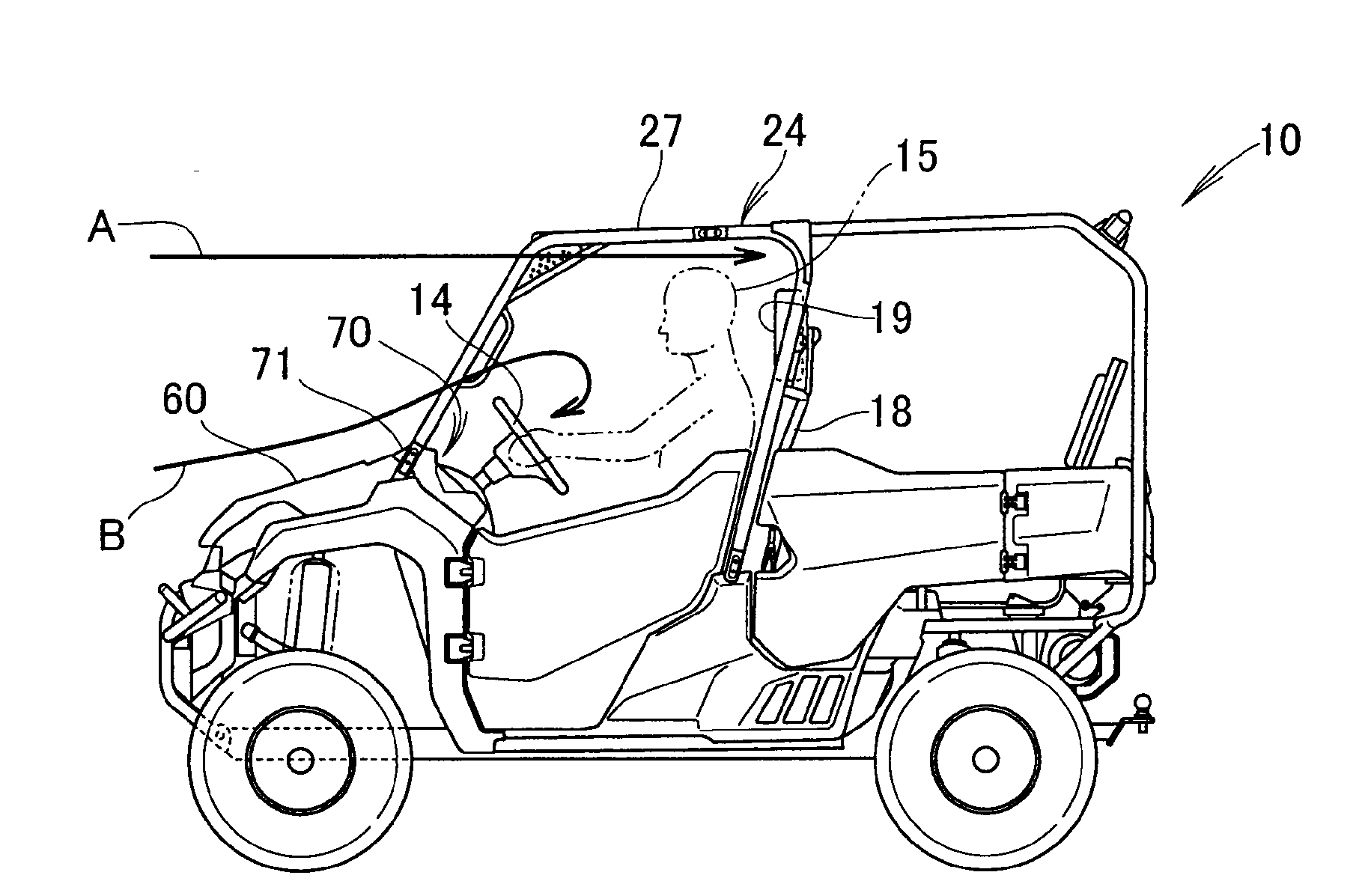 Hood structure for uneven terrain traveling vehicle