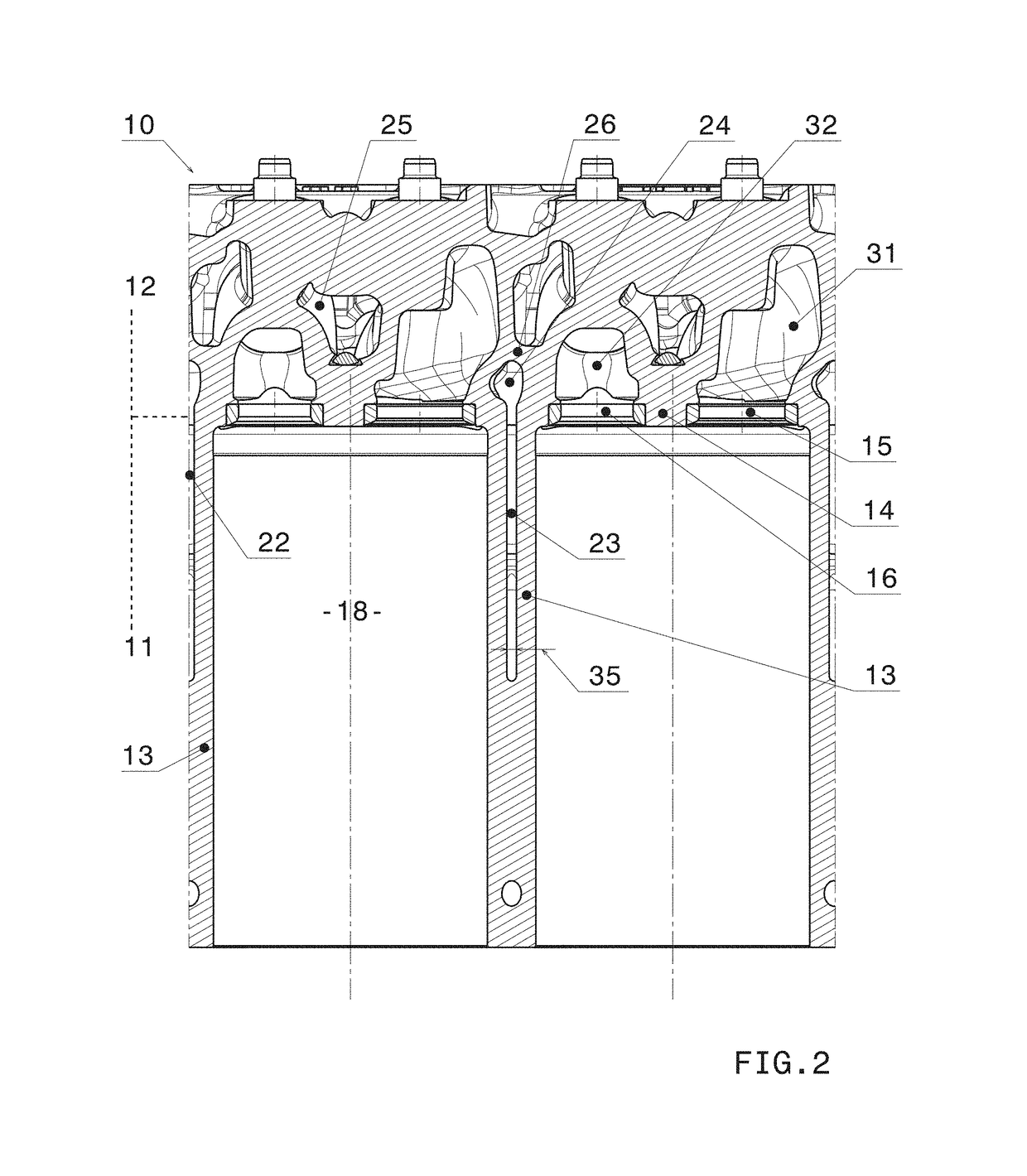 Engine block of a diesel engine with integrated cylinder head, and casting method