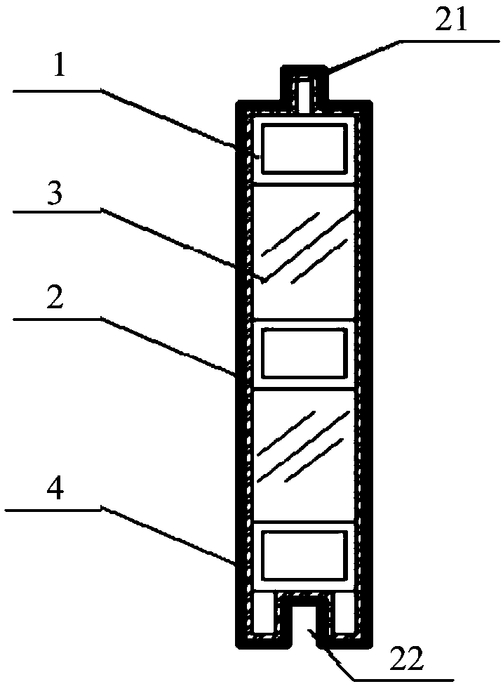 Spliced ray protective device, protective component and manufacturing process