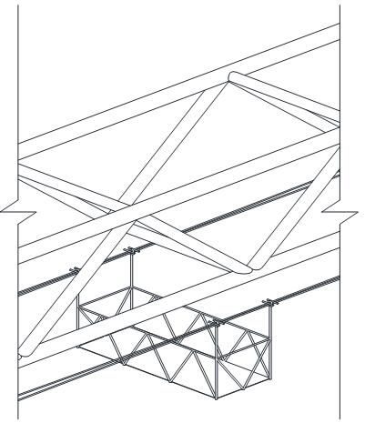 Method for installing lower suspended steel structure by pulling hanging basket through winch