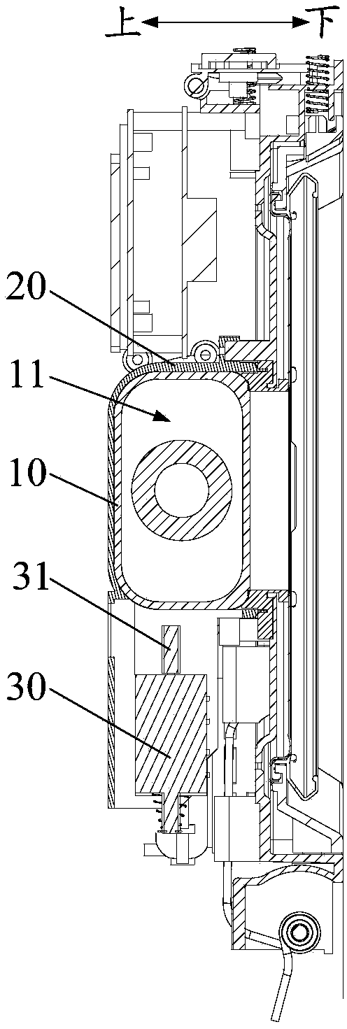 Material washing device and cooking utensil