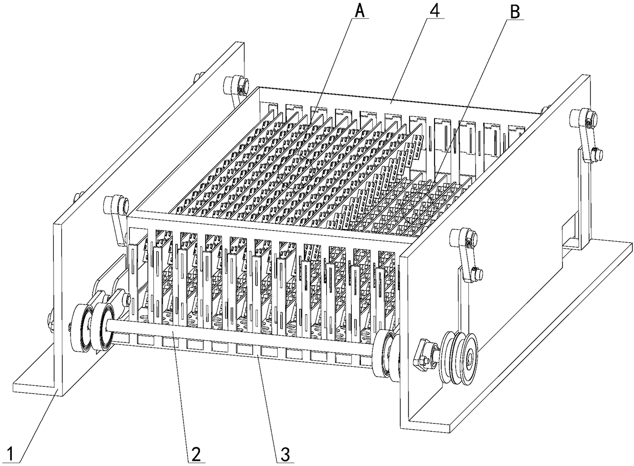 Synchronous different-amplitude embedment kneading type grain repeated husking and impurity removal vibrating screen