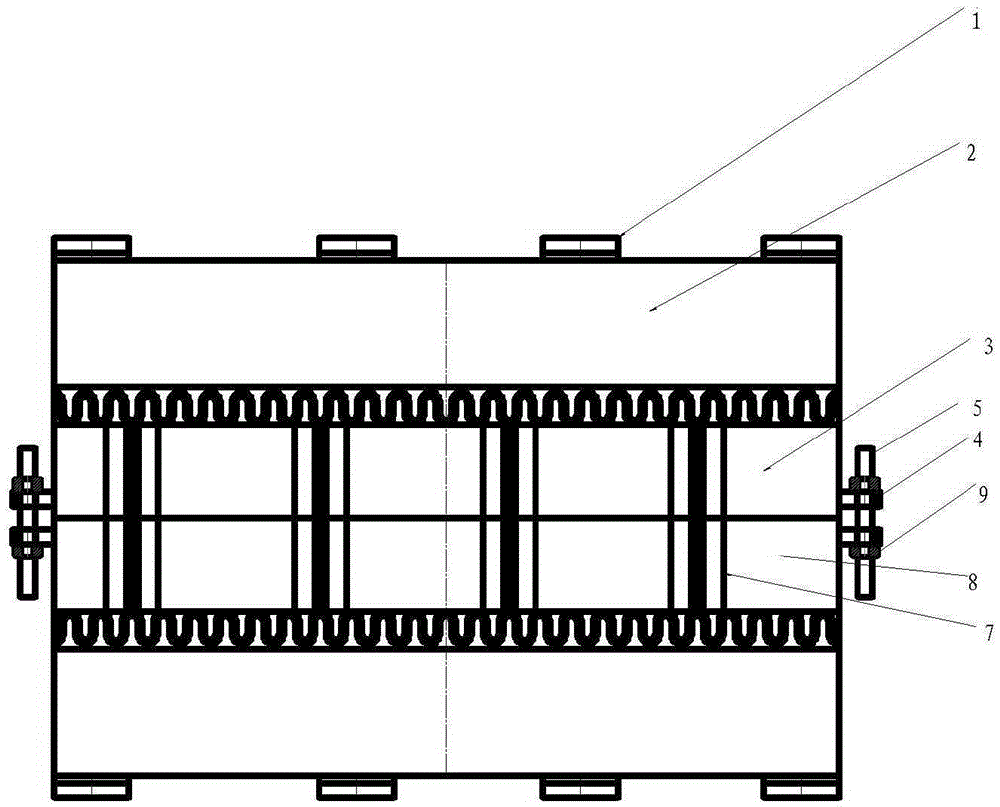 One-step vulcanizing assembling mold for large-tilt-angle flange conveying belt and application method thereof