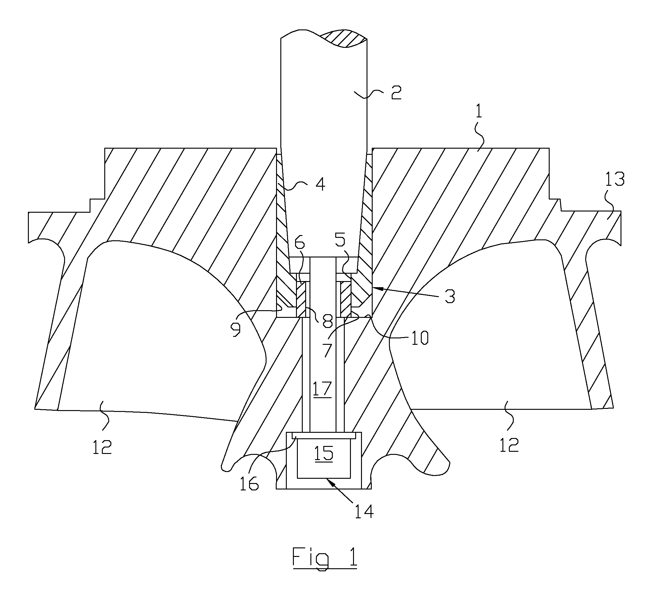 Device for interconnecting a first element and a second element as well as a pump comprising such a device