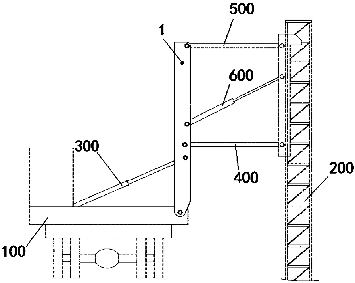 Overturn frame of bridge inspection vehicle and bridge inspection vehicle