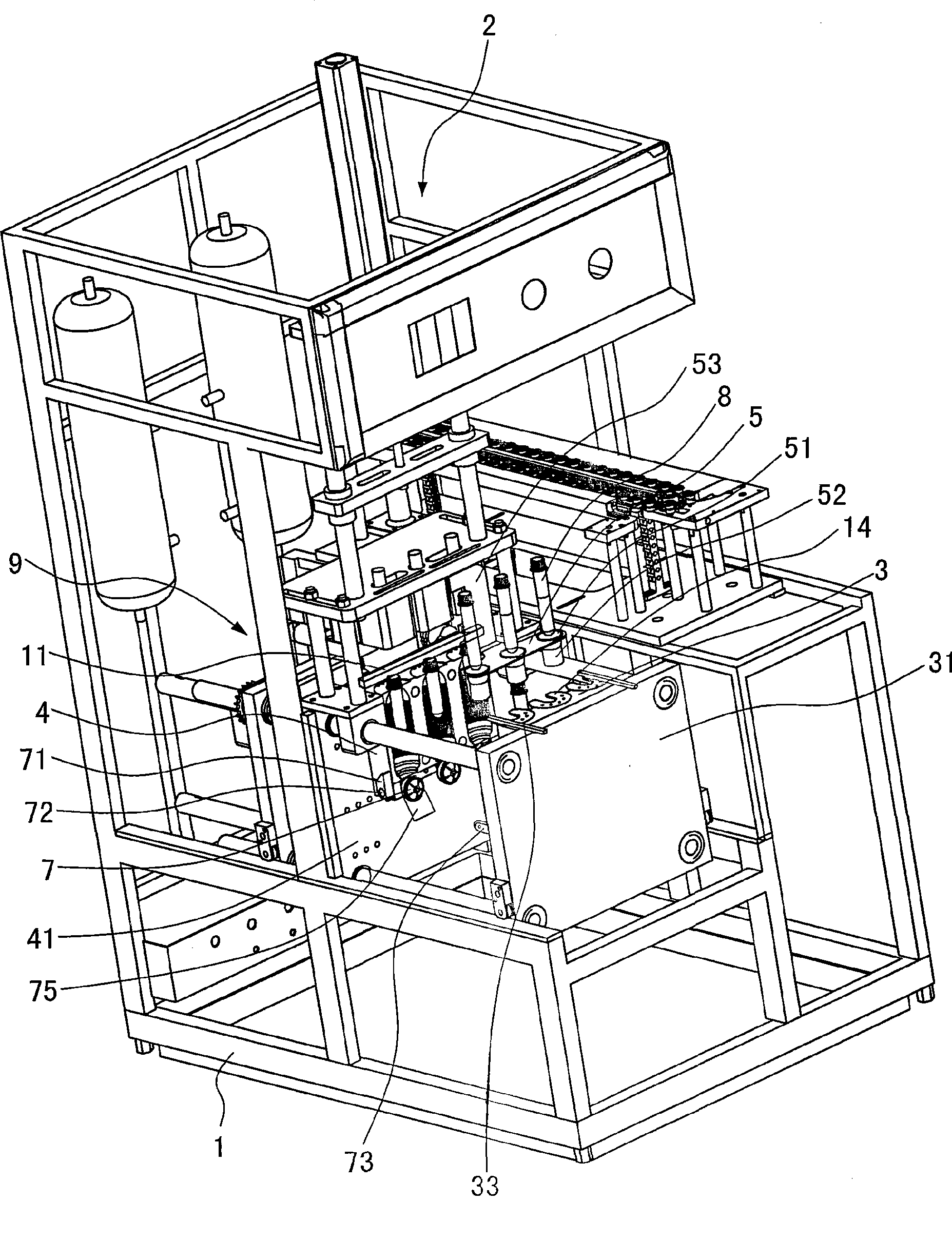 Blank supplying and automatic bottle shedding mechanism of plastic blowing machine