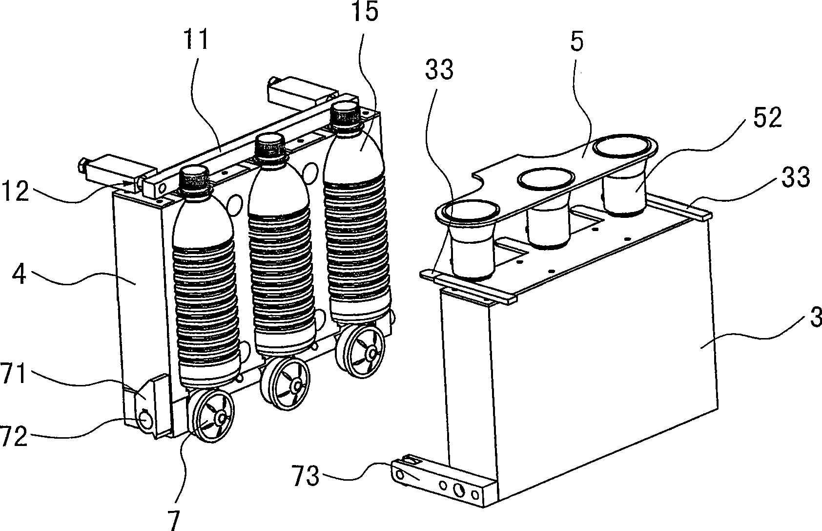 Blank supplying and automatic bottle shedding mechanism of plastic blowing machine