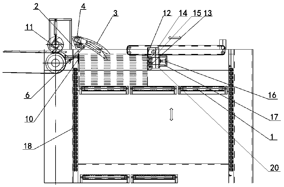 A stacking device for corrugated cardboard