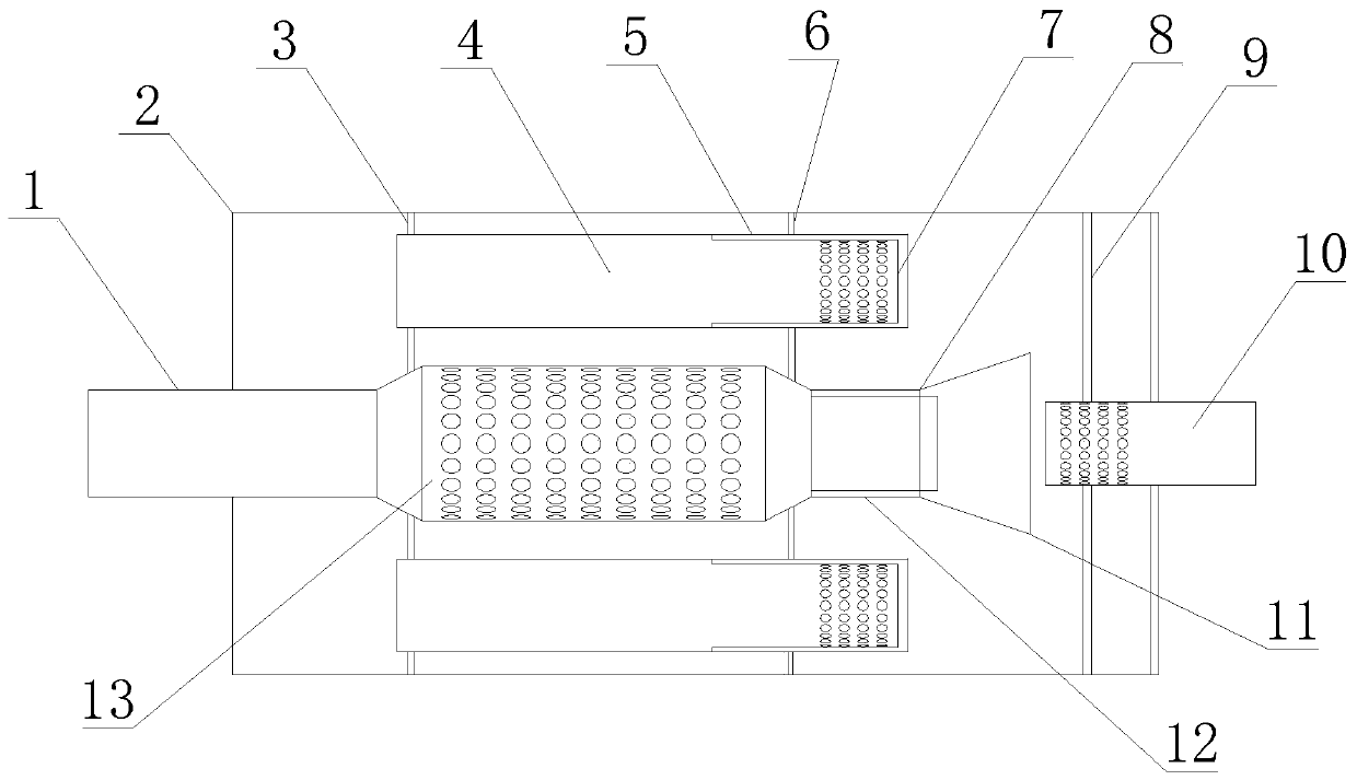 Engine silencer structure with damping structures