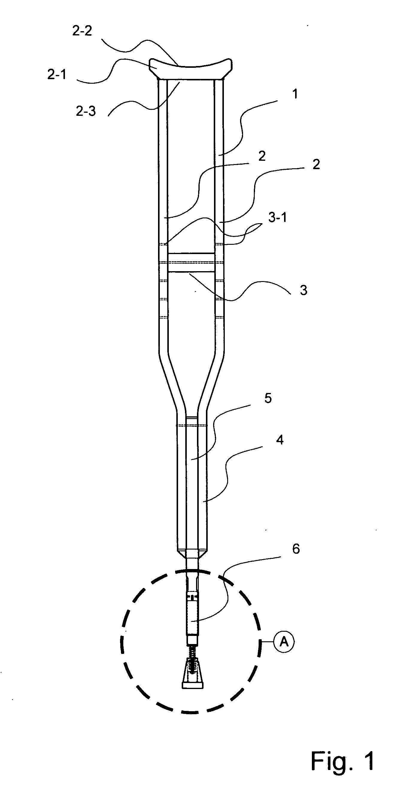 Custom fitted crutch with two shock-absorbers