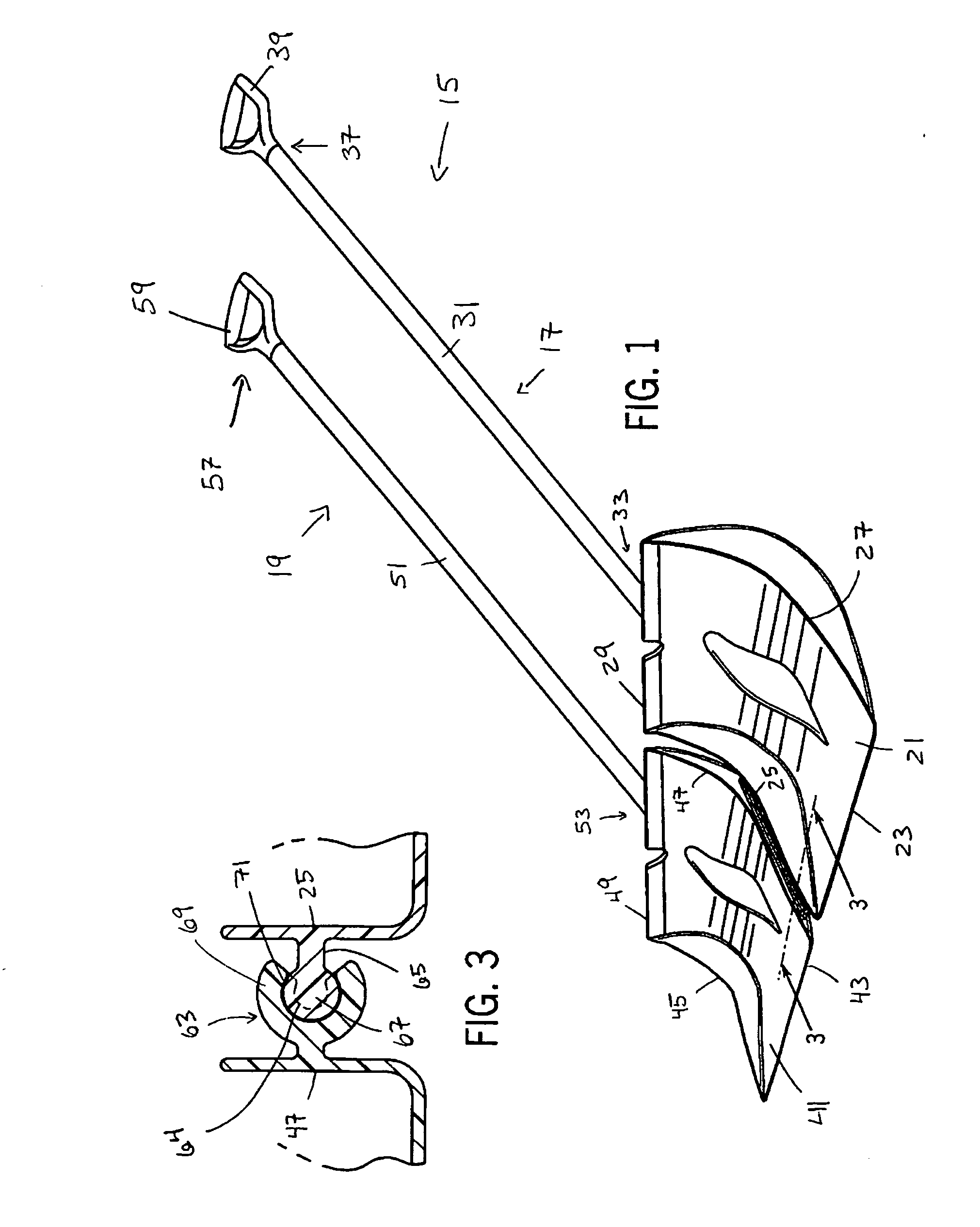 Convertible snow shoveling device