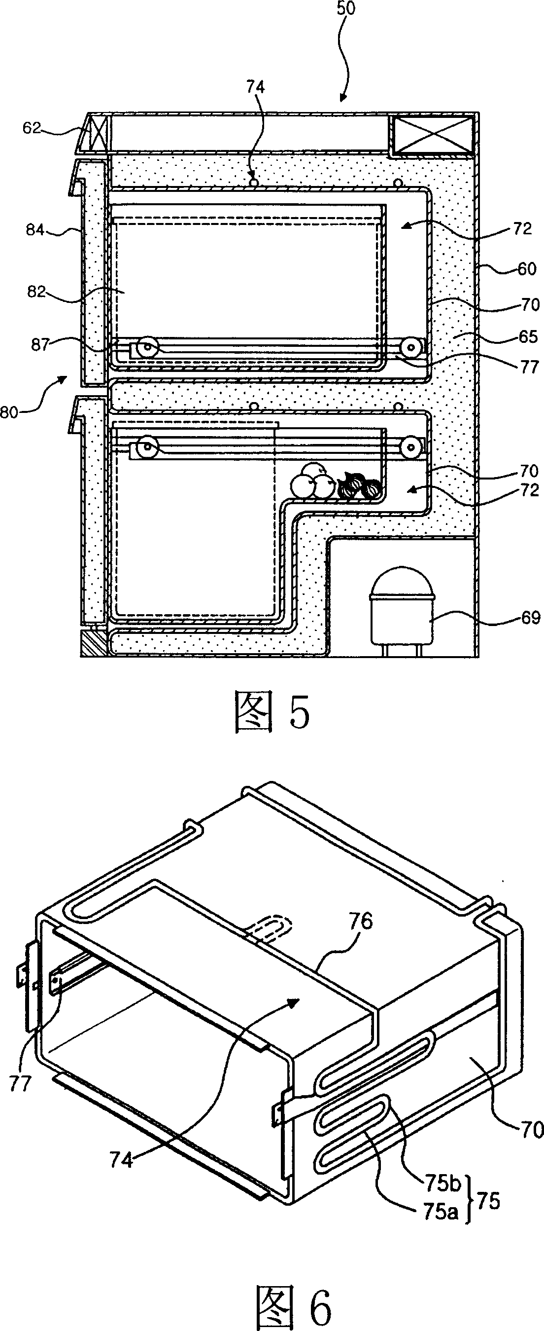 Anti-icing evaporator pipe structure for drawer type kraut refrigerator