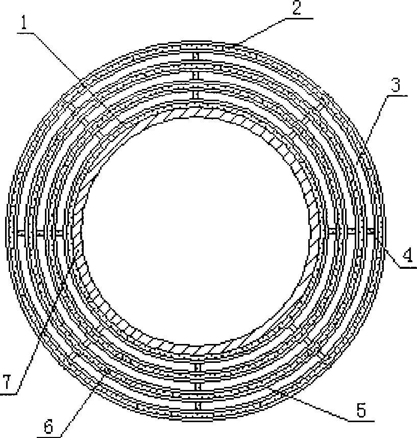 Multi-wall interlayer hollow plastic heat preserving and cold insulating pipeline