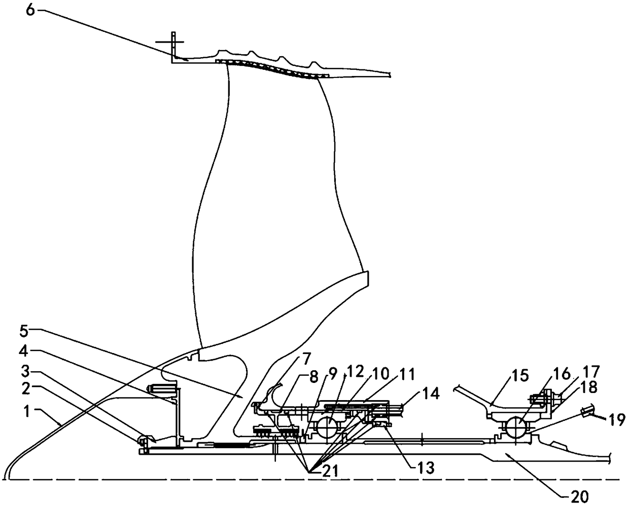 Axial force pre-loading structure of deep groove ball bearing in engine rotor fulcrum