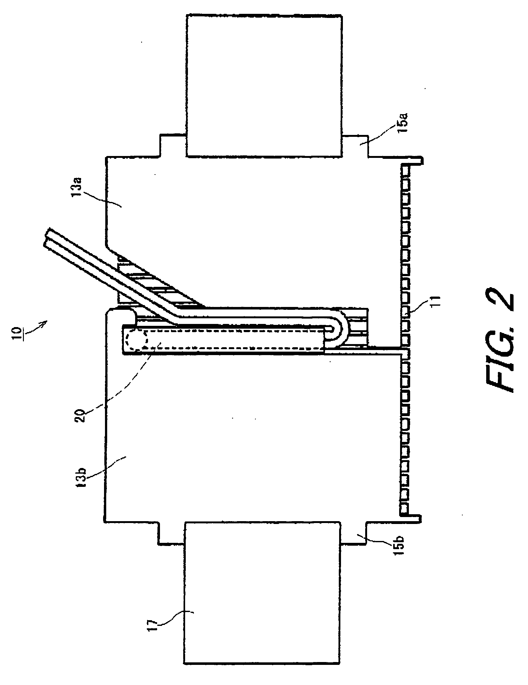 Securing structure of sensor element having lead and securing unit thereof