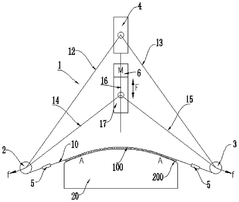 Tensioning device, hot bending mechanism and hot bending machine