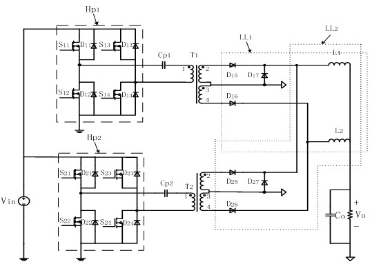 Intersected rectification input-parallel and output-parallel combined converter