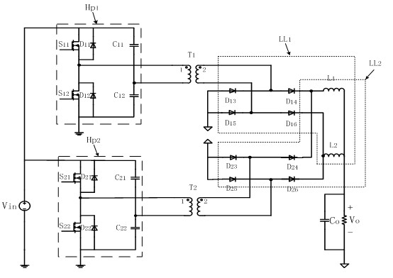 Intersected rectification input-parallel and output-parallel combined converter