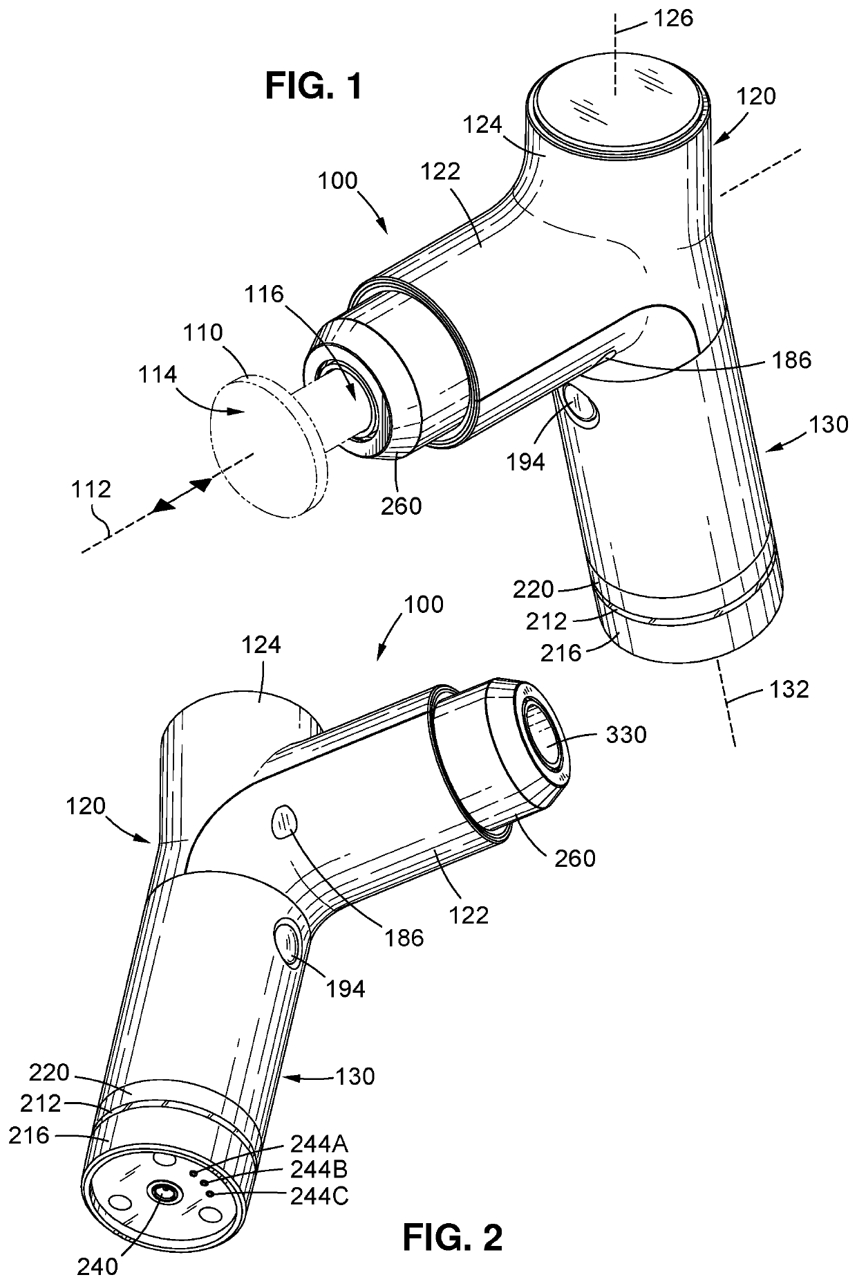 Motor and piston assembly for percussive massage device