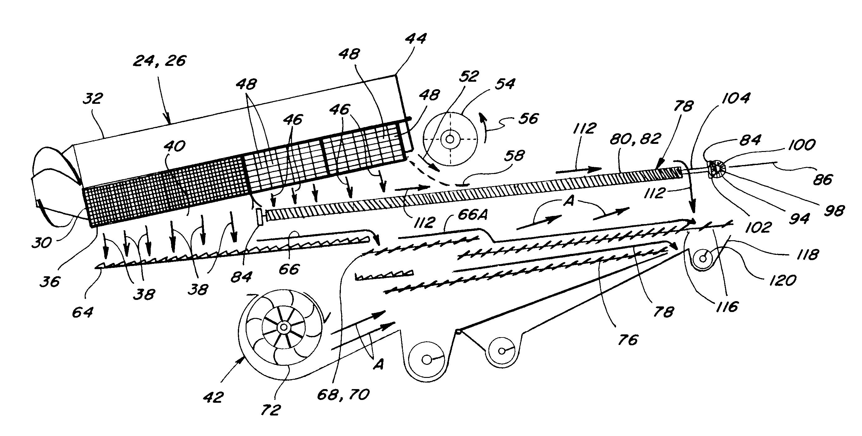 Agricultural combine with internal cob de-husking apparatus and system