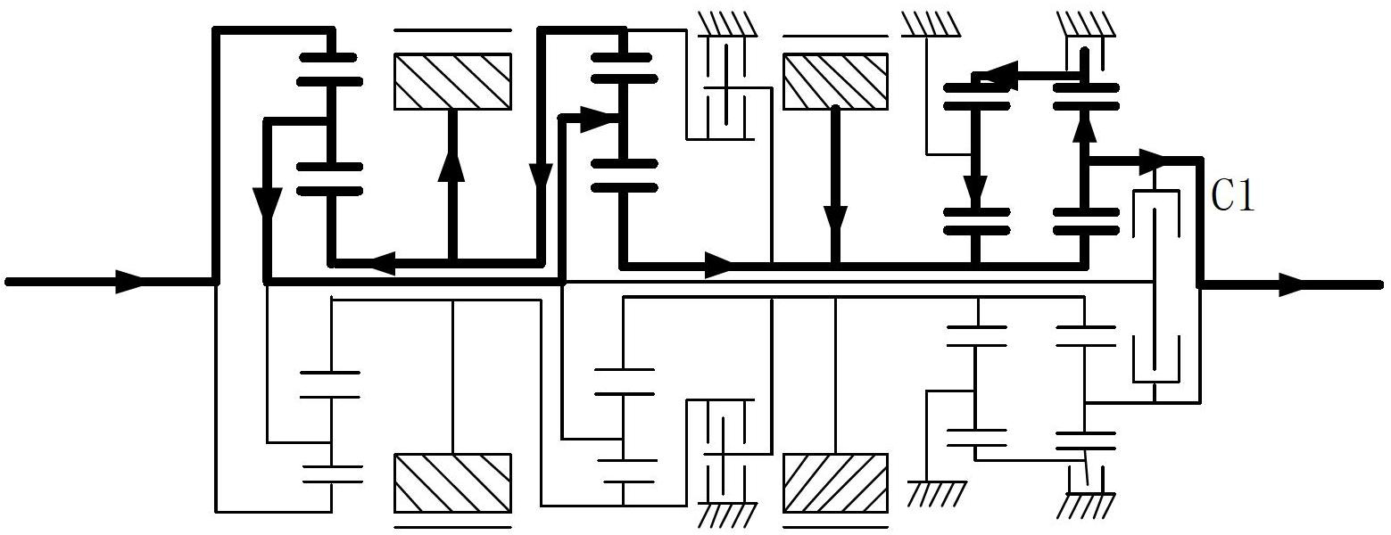 Three-section-type electromechanical composite stepless transmission device for wheel-type load-carrying vehicle