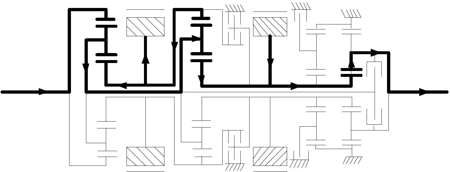 Three-section-type electromechanical composite stepless transmission device for wheel-type load-carrying vehicle