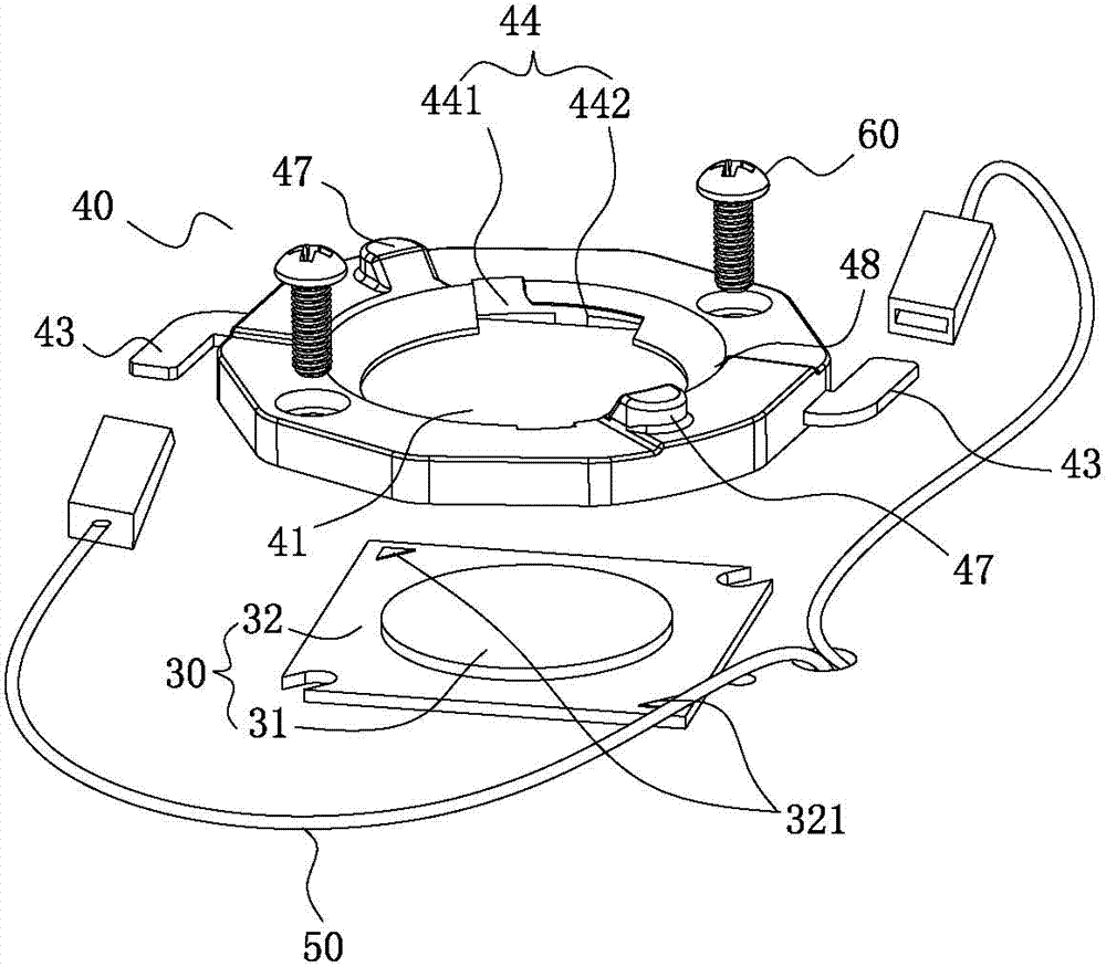 Electric contact and connection type COB (chip on board)-LED light source module