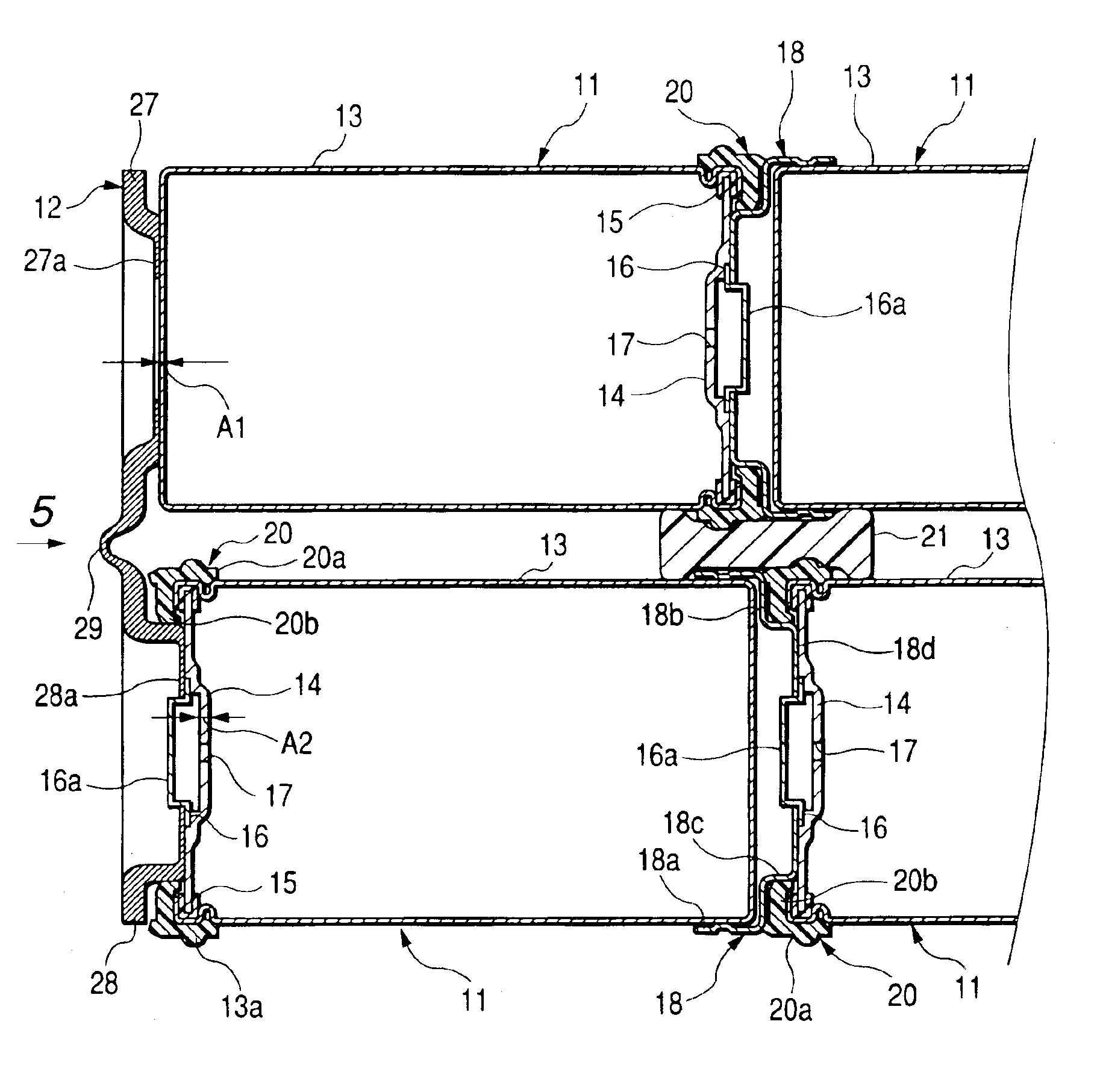 Connecting structure for electric cells