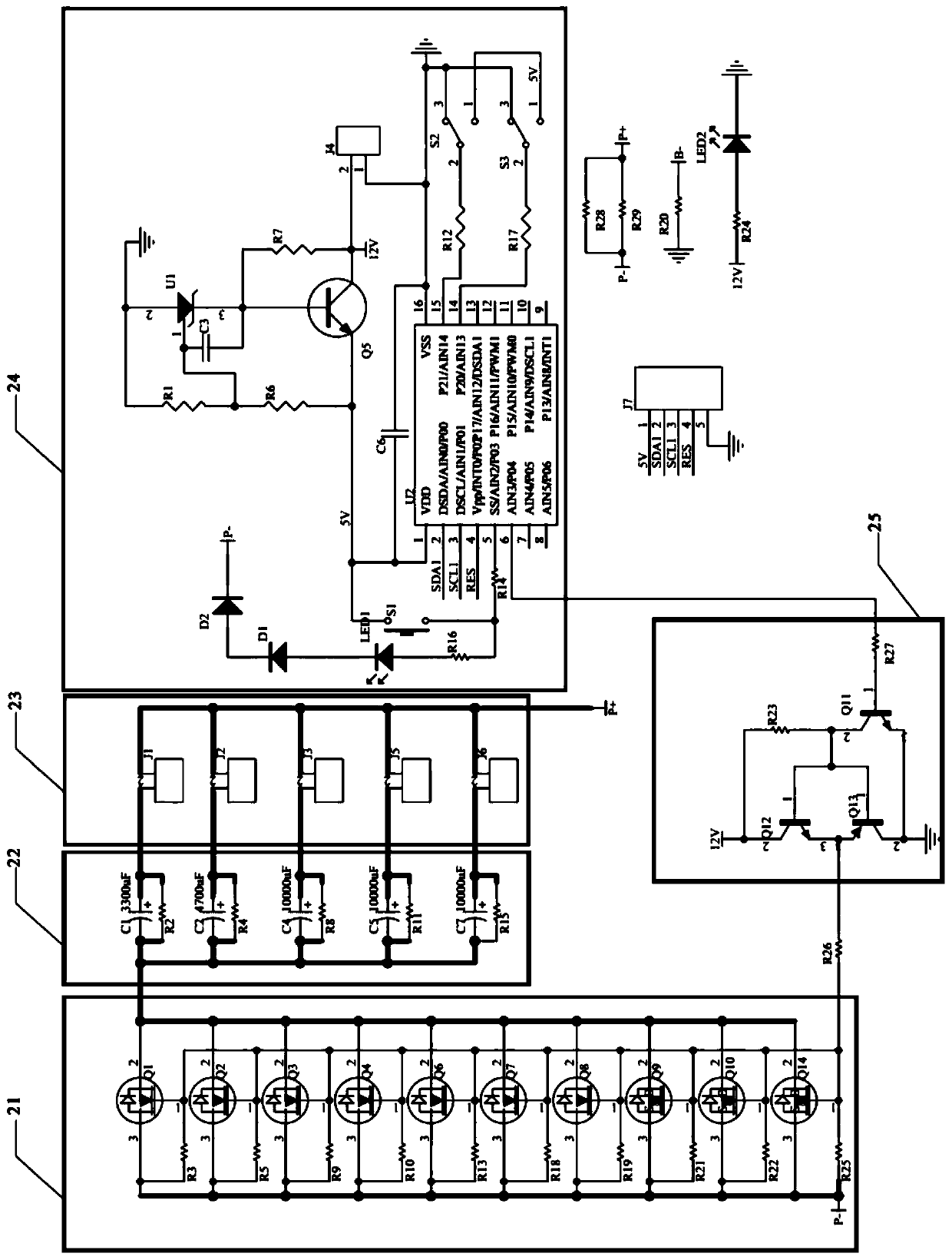 Short-circuit test circuit, tester and method for negative electrode protection type lithium battery protection board