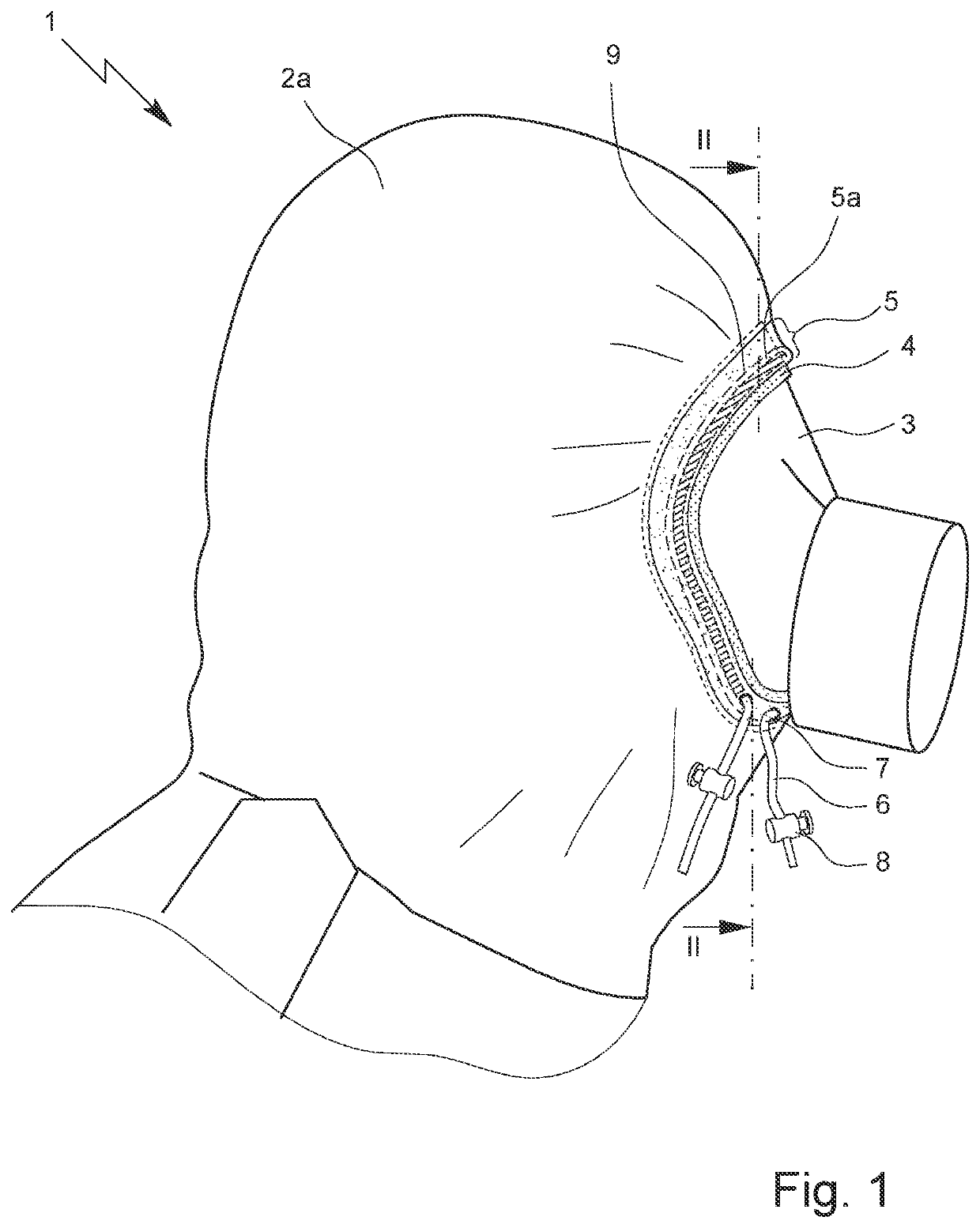 Headgear, in particular a hood or a balaclava, for protective clothing