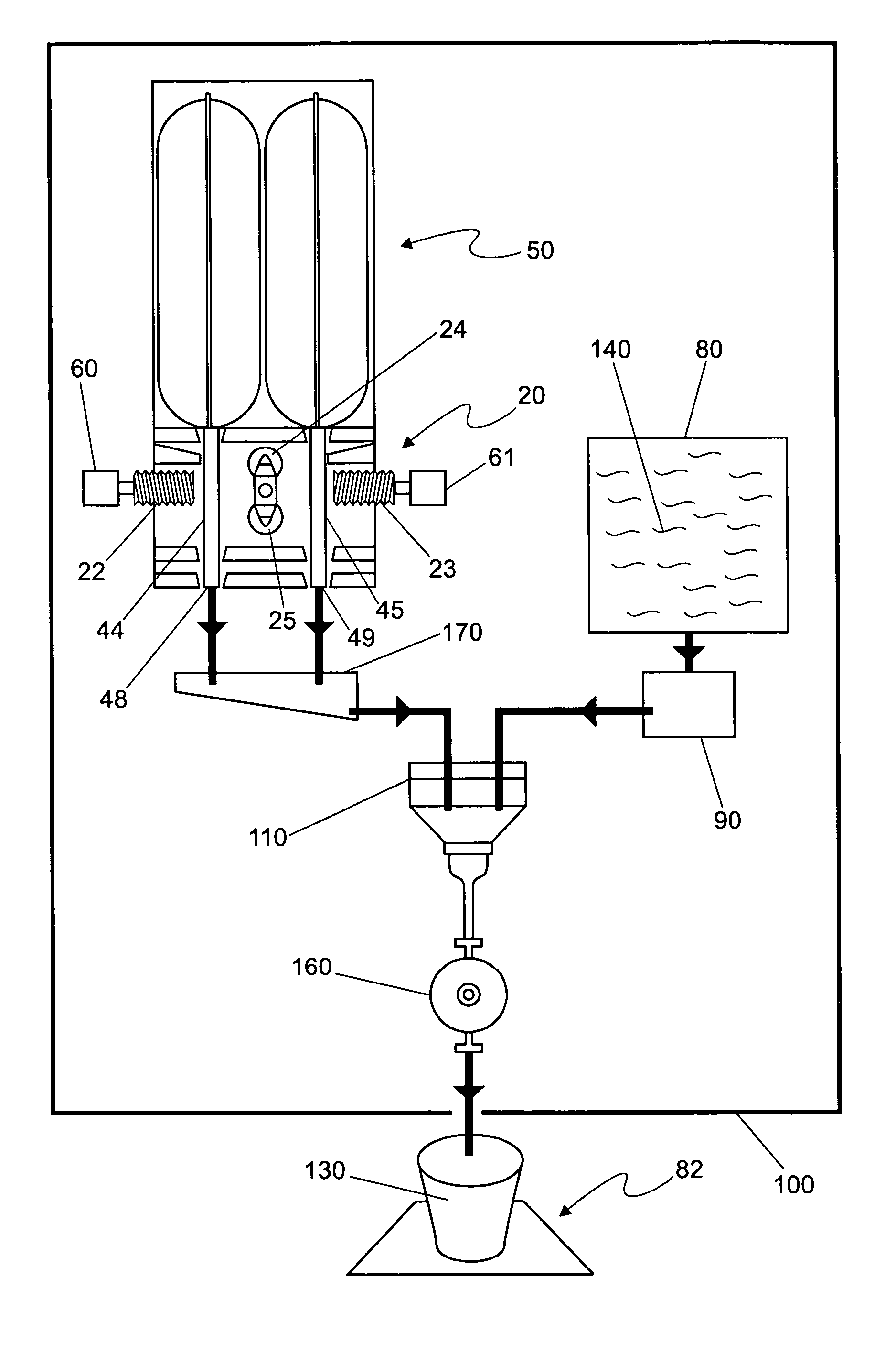 Food dispenser with pump for dispensing from a plurality of sources