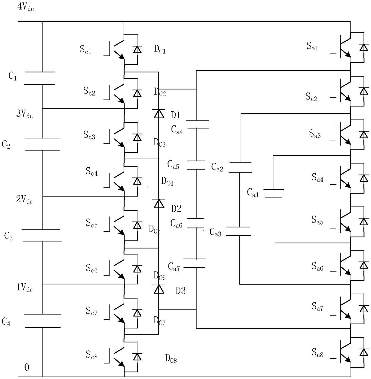 Novel high-capacity multi-level hybrid clamping topology and topological method